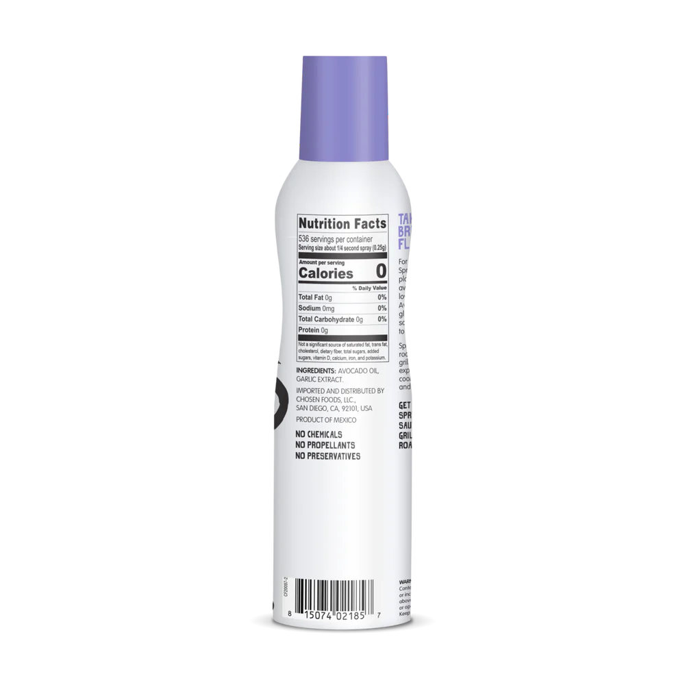 Chosen Foods Infused Avocado Oil Spray Garlic 134 Gm