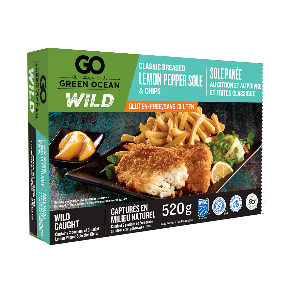 Green Ocean Gluten Free Breaded Sole and Chips 520gm