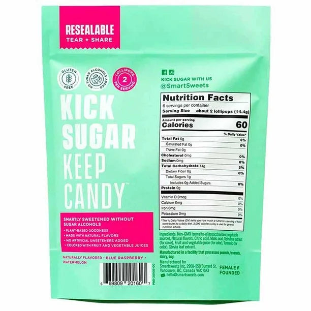 Smart Sweets Hard Candies Lollipop 86gm