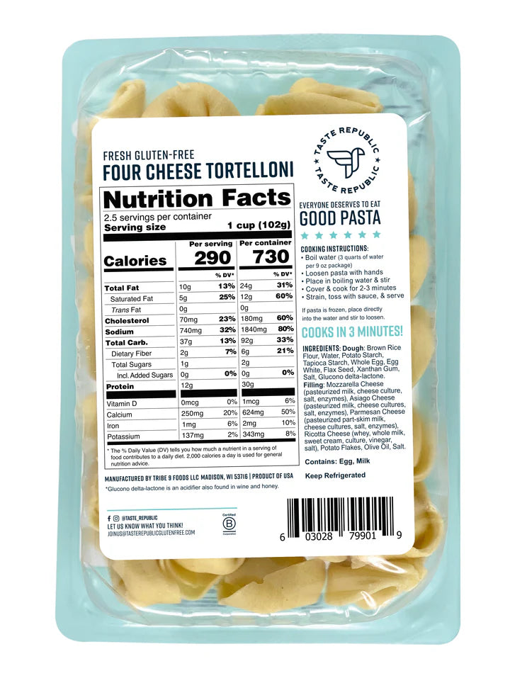 Taste Republic GF Fresh 4 Cheese Tortelloni 255gm
