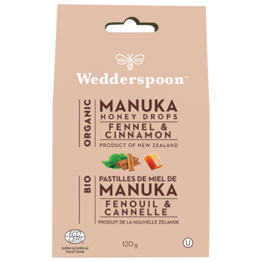 WedderSpoon Organic Fennel and Cinnamon Manuka Honey Drops 120gm