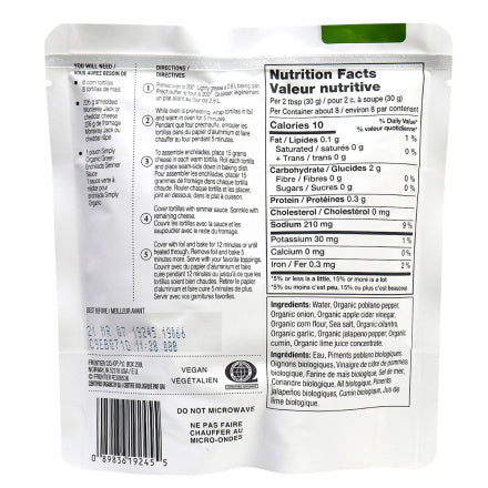 Simply Organic Green Enchilada Simmer Sauce 227g