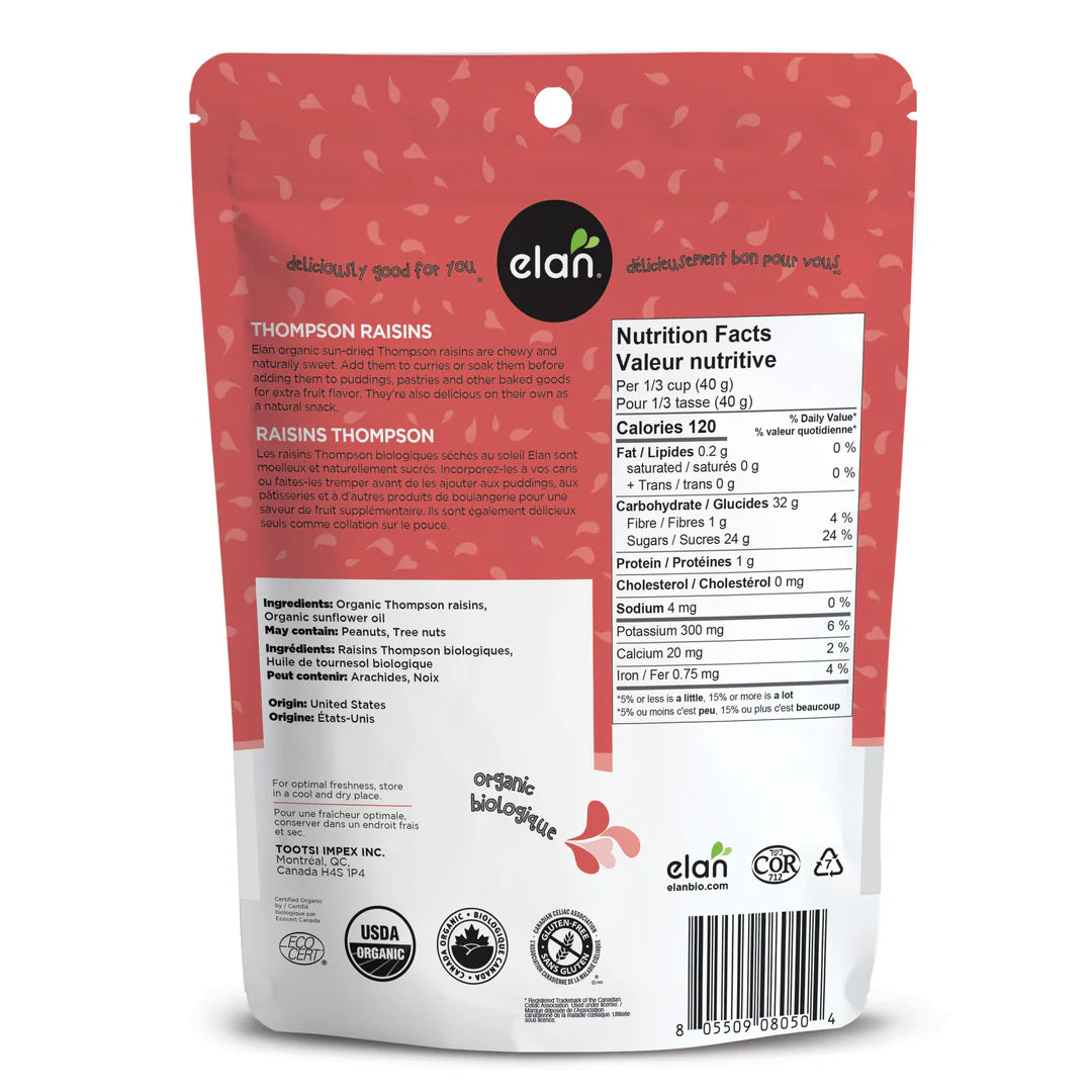 Elan Sundried Thompson Raisins 225gm