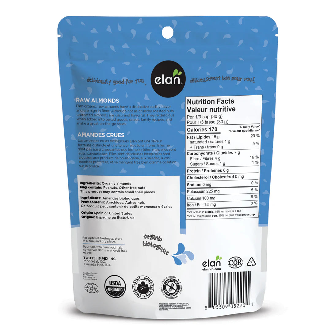 Elan Organic Raw Almonds 200gm