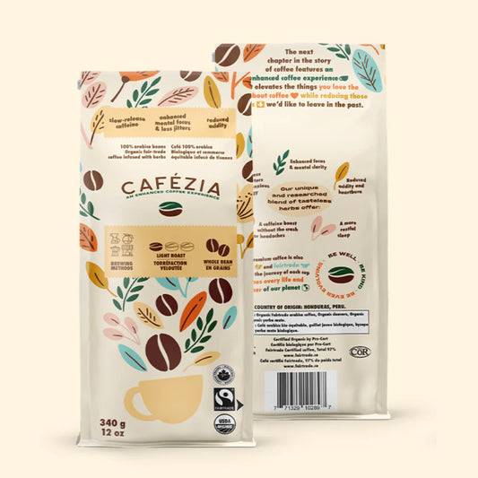 Cafezia Organic LIGHT Roast Ground Coffee 340gm