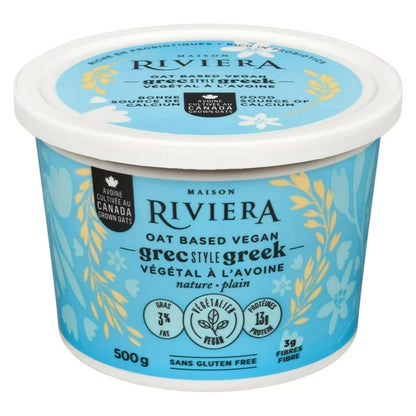 Riviera Plain Oat Based Greek Style Yogurt 500gm