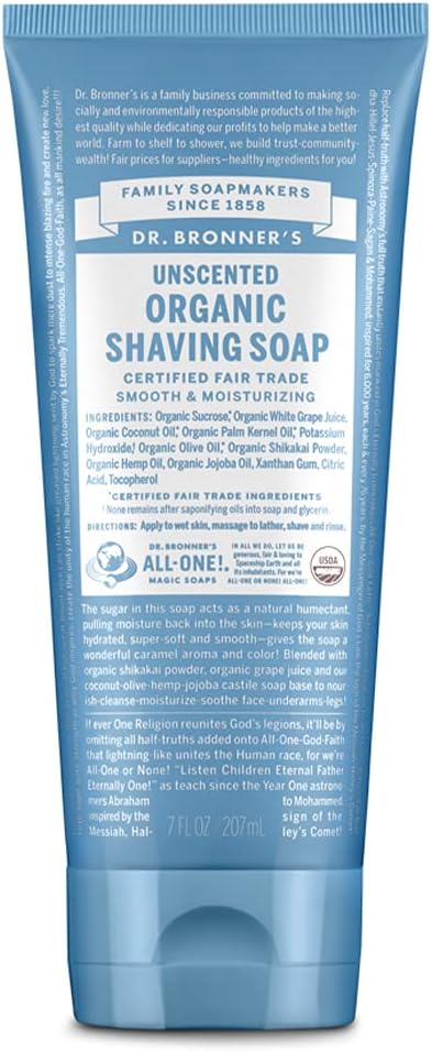 Dr. Bronner's Organic Unscented Shave Soap 207ml