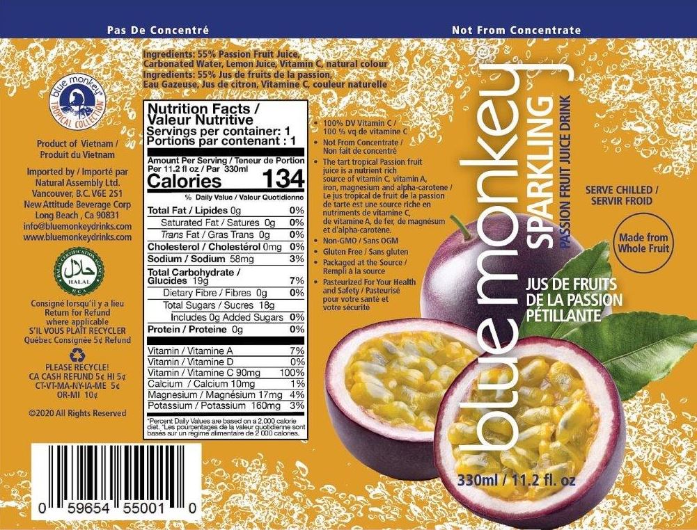 Blue Monkey Sparkling Passion Fruit 330ml