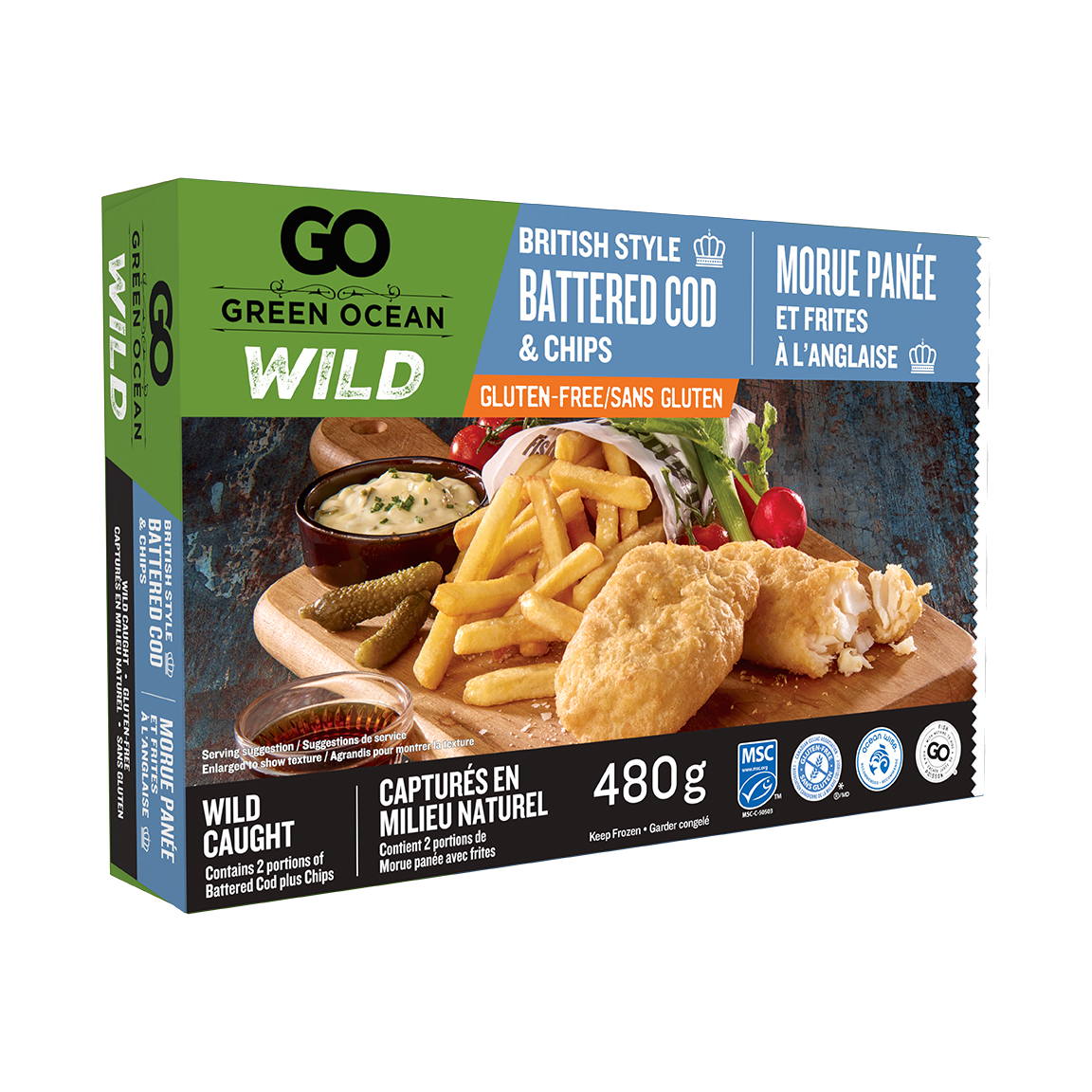 Green Ocean Gluten Free Battered Cod and Chips 480gm