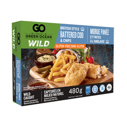 Green Ocean Gluten Free Battered Cod and Chips 480gm