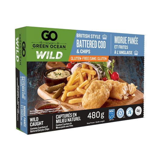 Green Ocean Gluten Free Battered Cod and Chips 480gm
