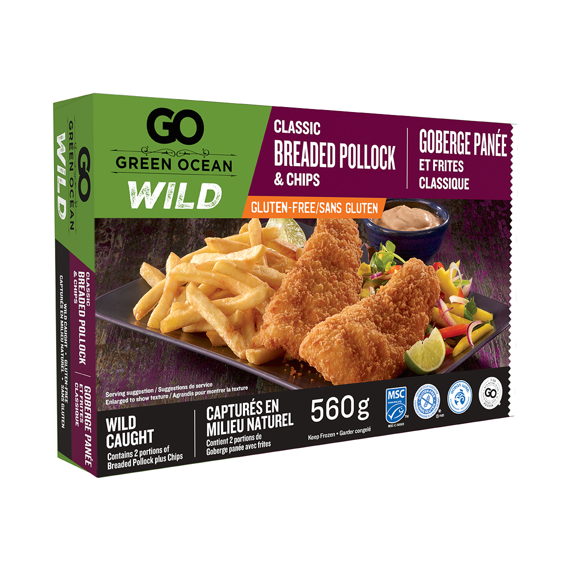 Green Ocean Gluten Free Breaded Pollock and Chips 560gm