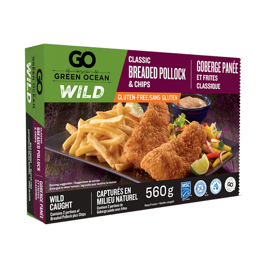 Green Ocean Gluten Free Breaded Pollock and Chips 560gm