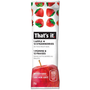 That's It No Sugar Added 1 Apple 12 Strawberry Fruit Bar35gm
