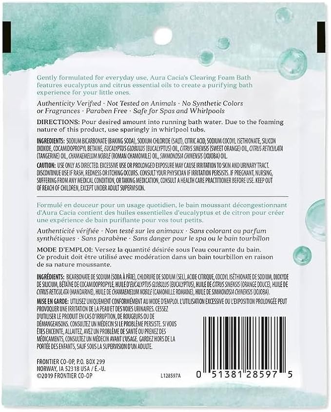 Aura Cacia Clearing Eucalyptus Foam Bath for kids 70.90gm