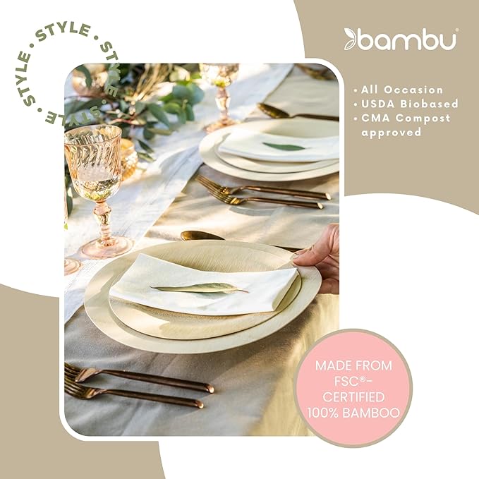 Bambu All Occasion Veneerware Plates 9" 8 pc set