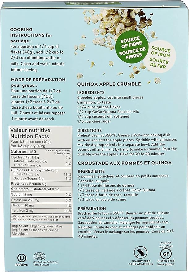 GoGo Organic Quinoa Flakes 350gm