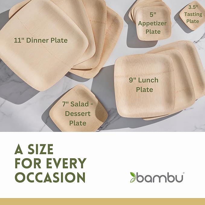 Bambu All Occasion Veneerware Plates Square 11" 8 pc set