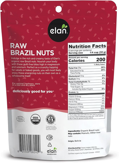 Elan Organic Raw Brazil Nuts 185gm