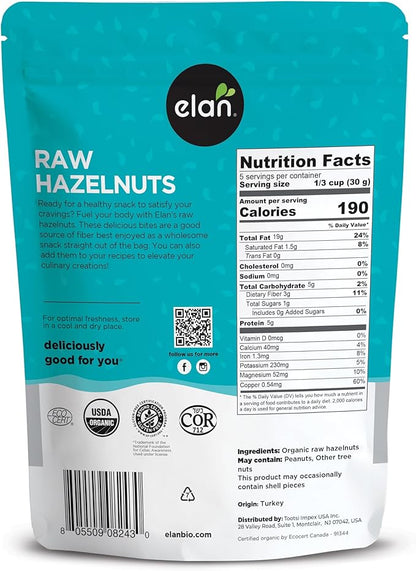 Elan Organic Raw Hazelnuts 165gm