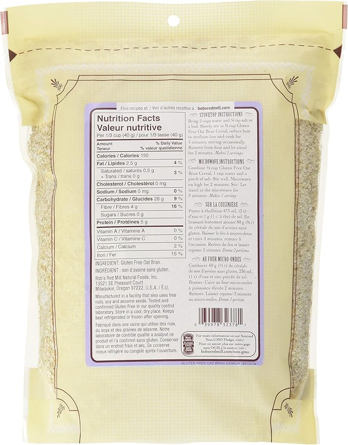 Bob's Red Mill GF Oat Bran 454gm