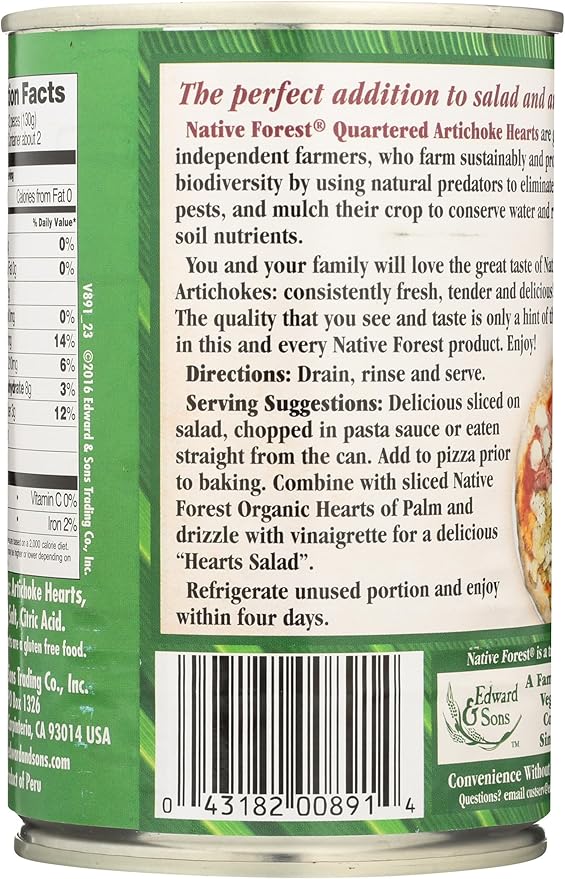 Native Forest Organic Artichoke Heart quarters 400gm