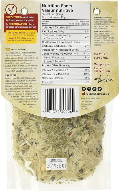 Shasha Organic Mediterranean Style Basmati Rice 225g