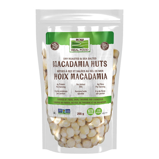 NOW Macadamia Nuts NON-GMO, Roasted and Salted 255g