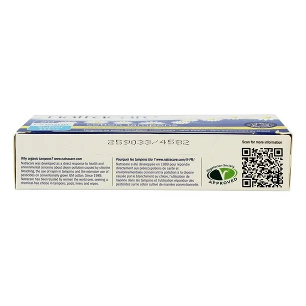 NatraCare Organic Super Plus Cotton tampons 20ct.