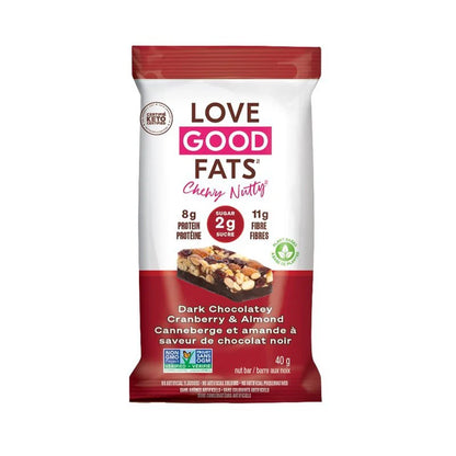 Love Good Fats Dark Chocolatey Cranberry and Almond Bar 4x 40gm