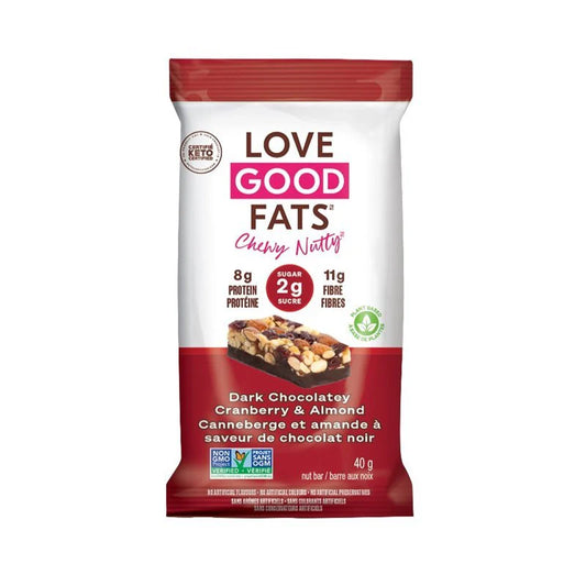 Love Good Fats Dark Chocolatey Cranberry and Almond Bar 4x 40gm