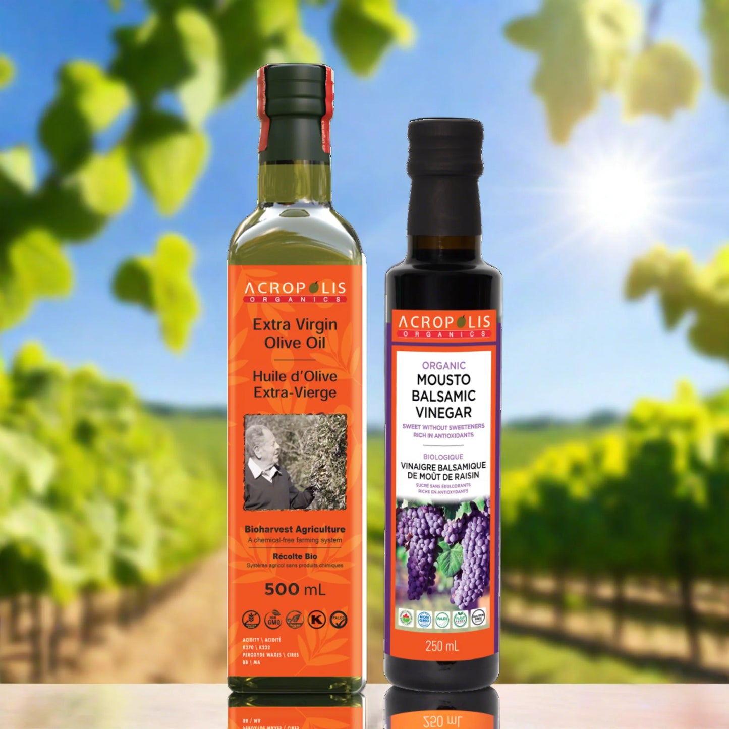 Acropolis Bio Extra Virgin Olive Oil + Organic Mousto Balsamic Vinegar 250ml