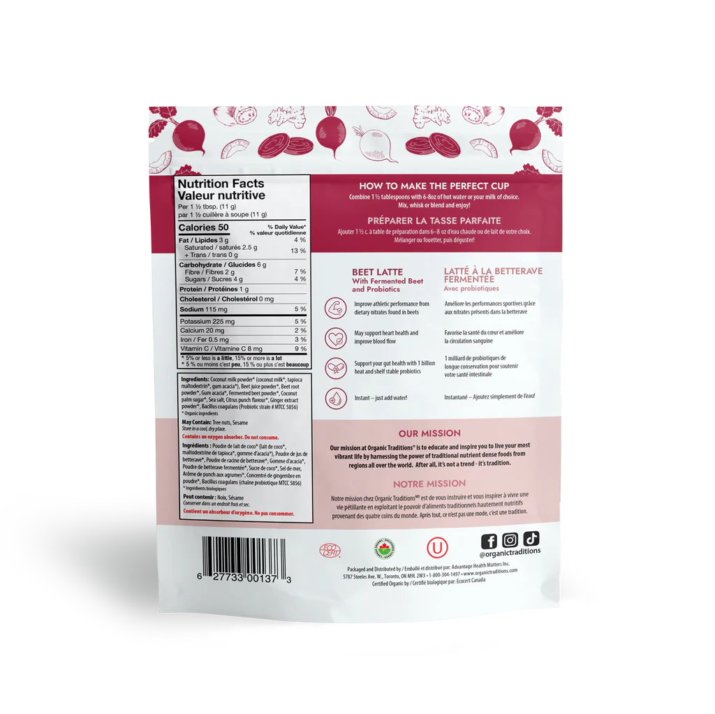 Organic Traditions Latte Beet with Probiotics 150gm