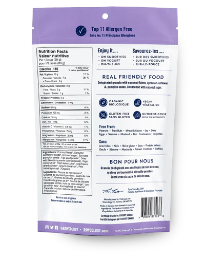 Rawcology Organic Blueberry with Acai Raw Crunch Granola 200gm