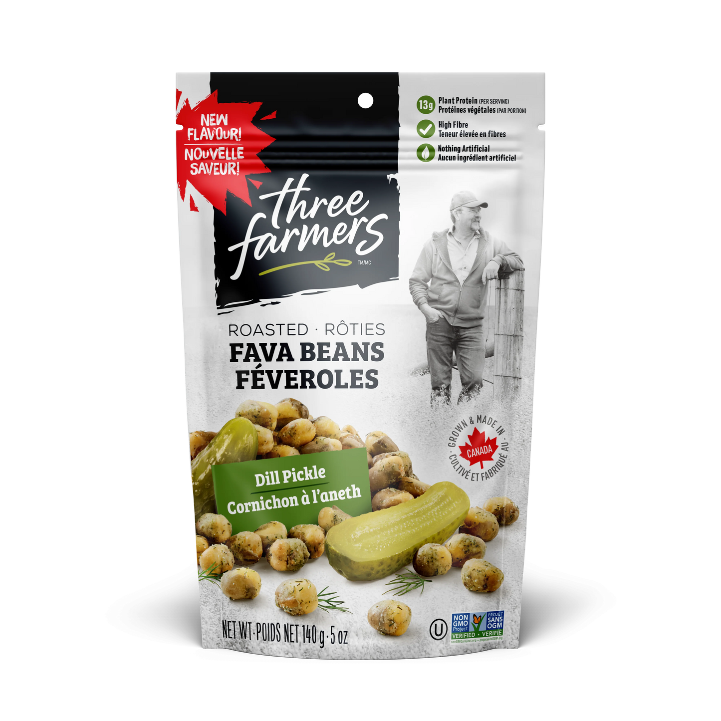 Three Farmers Roasted Fava Beans Dill Pickle 140gm