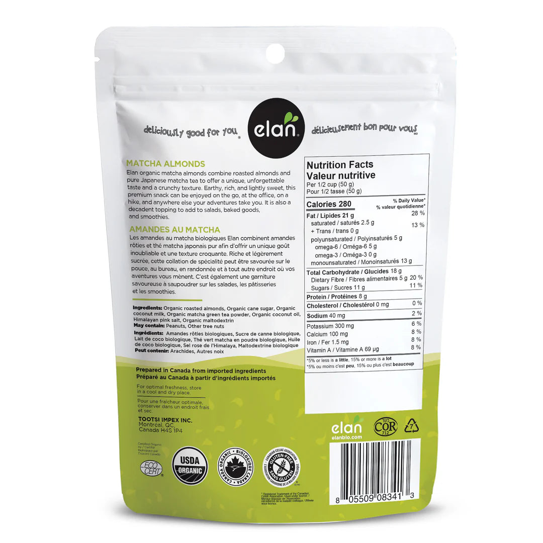 Elan Organic Matcha Almonds 160gm