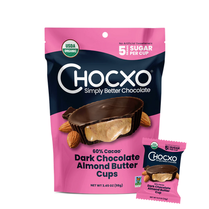 Chocxo Organic Dark Chocolate Almond Butter Cups 98gm
