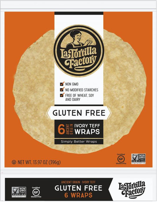 La Tortilla Factory Ivory Teff GF Wraps 396gm