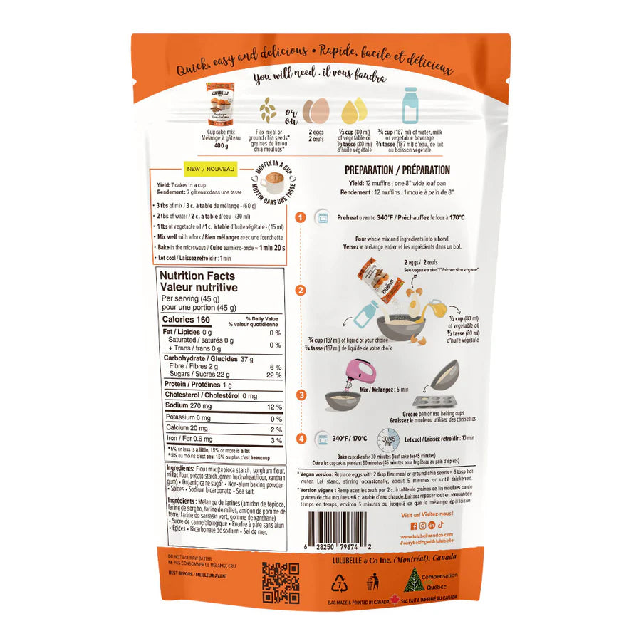 Lulubelle & Co. GF Pumpkin Spice Cupcake Mix 400gm