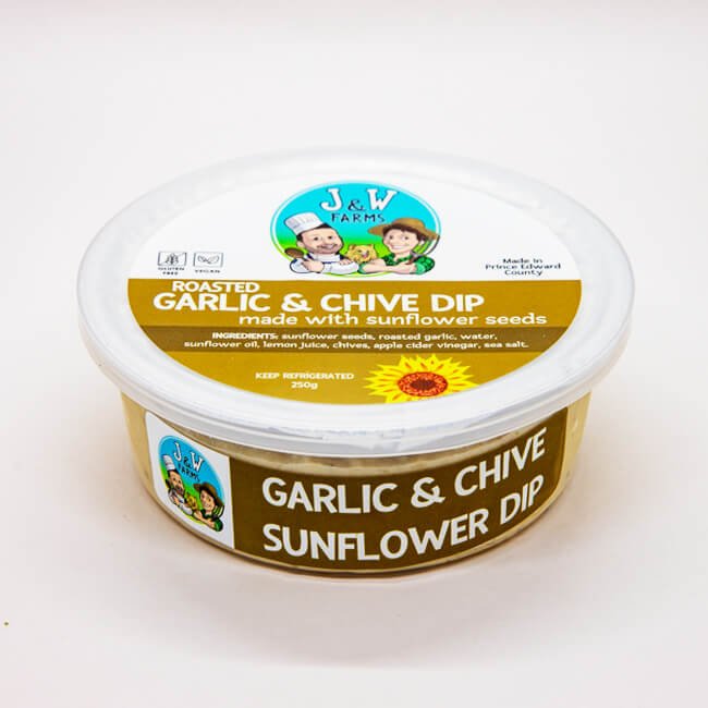 J & W Farms Sunflower Seed Roasted Garlic and Chive Dip 250gm