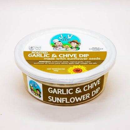 J & W Farms Sunflower Seed Roasted Garlic and Chive Dip 250gm