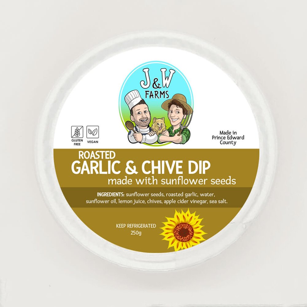 J & W Farms Sunflower Seed Roasted Garlic and Chive Dip 250gm