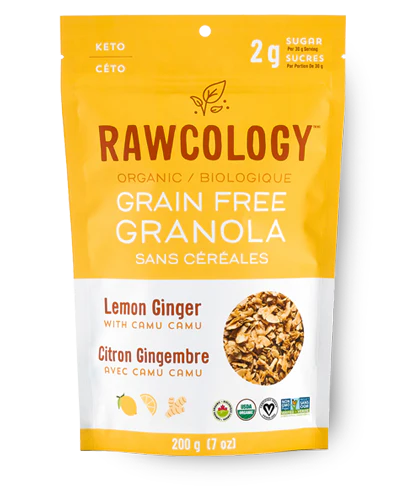 Rawcology Organic Lemon Ginger with Camu Camu Raw crunch Granola 200gm
