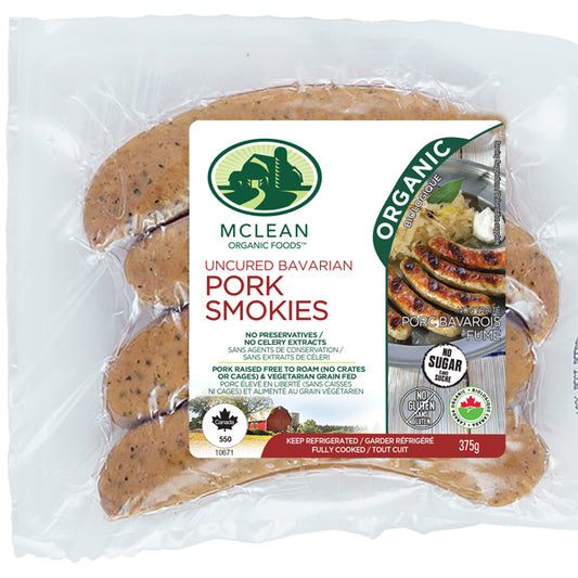McLean Organic Pork Bavarian Smokie 375gm
