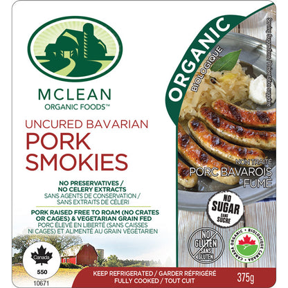 McLean Organic Pork Bavarian Smokie 375gm