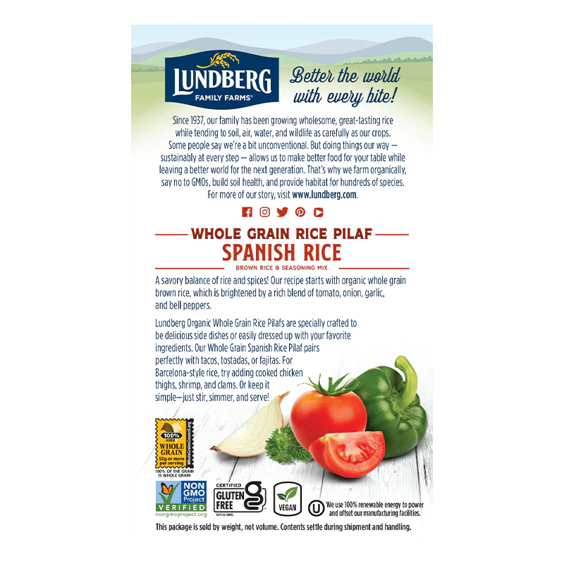 Lundberg Whole Grain Spanish Rice & Seasoning Mix 170g
