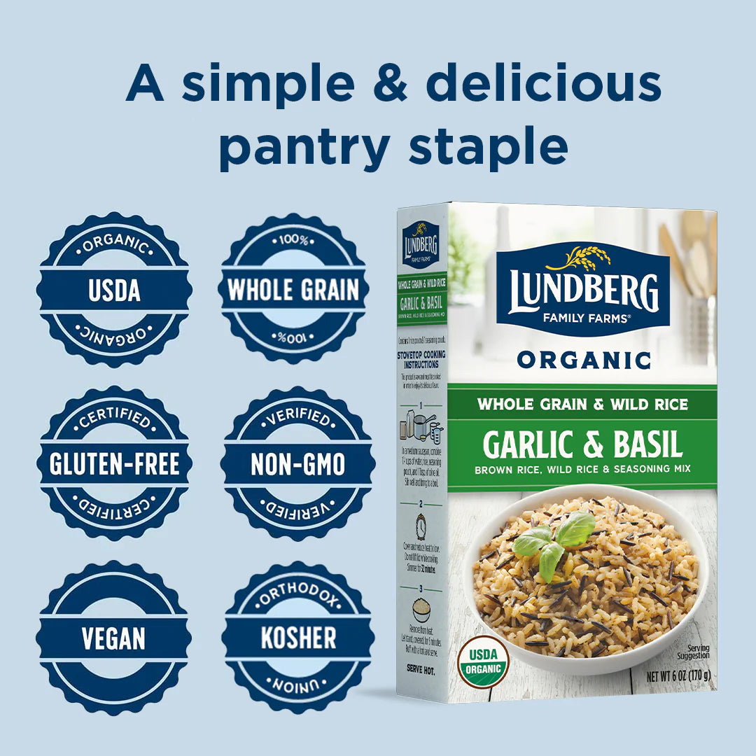 Lundberg Organic Whole Grain Rice and Wild Rice Garlic Basil 170g