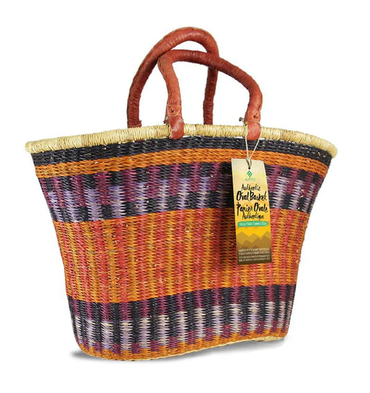 Alaffia Oval Handwoven African Grass Basket