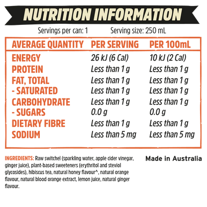 Remedy's No Sugar Blood Orange Switchel 4x 330ml