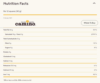 Camino Intensely 88% Dark Chocolate Bar 80g